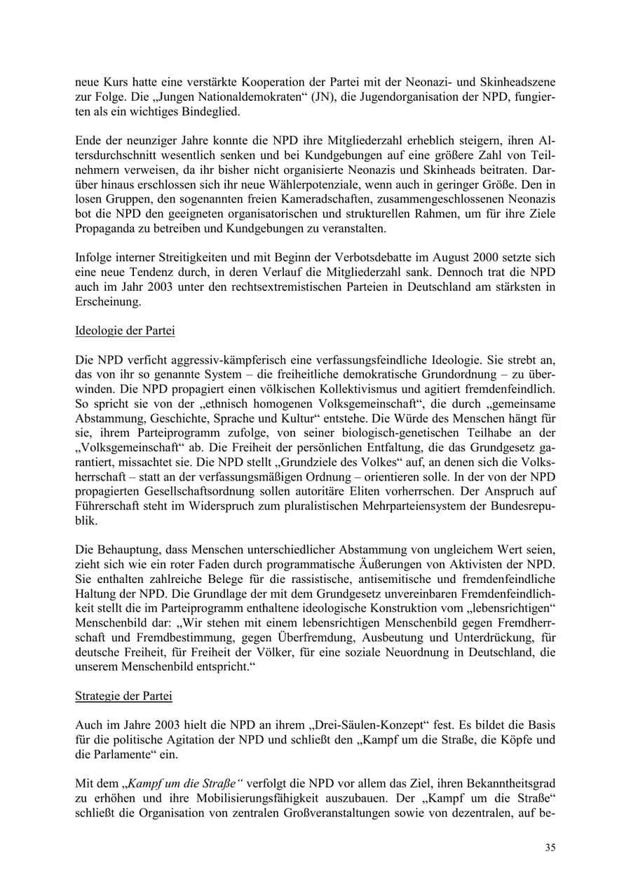 Seite 35 des Verfassungsschutzbericht 2003 Thüringen