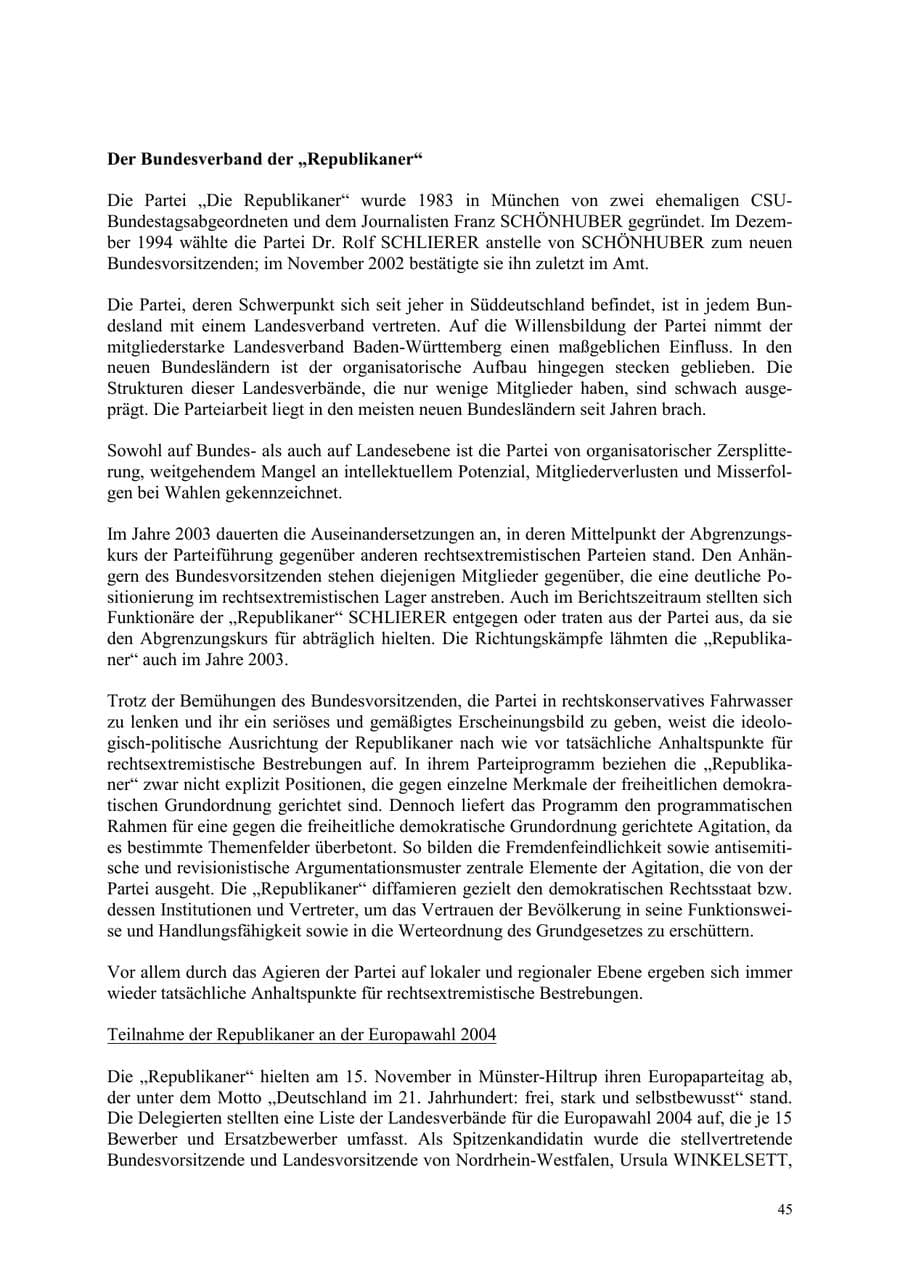 Seite 45 des Verfassungsschutzbericht 2003 Thüringen