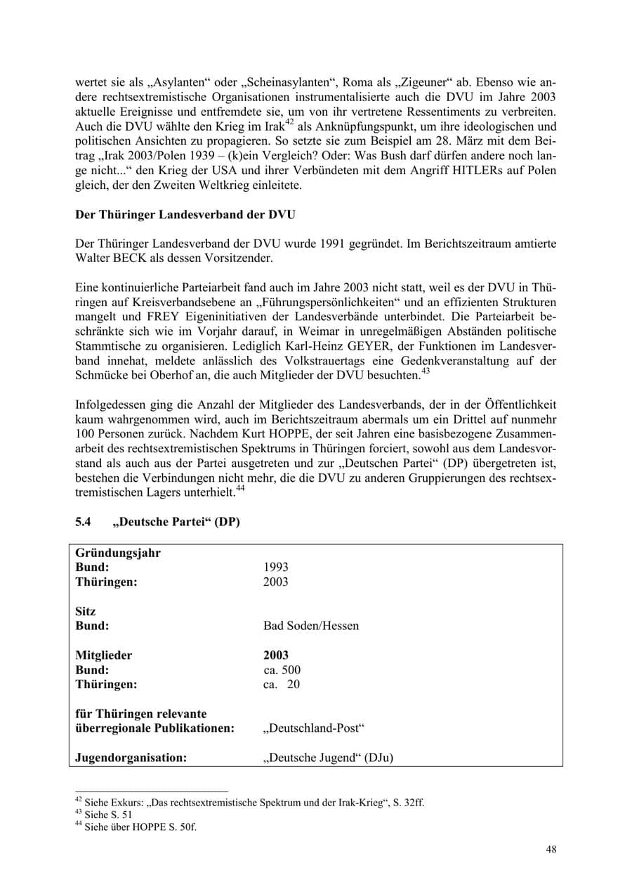 Seite 48 des Verfassungsschutzbericht 2003 Thüringen
