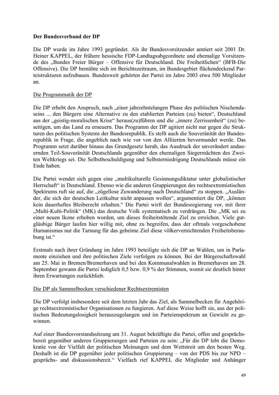 Seite 49 des Verfassungsschutzbericht 2003 Thüringen