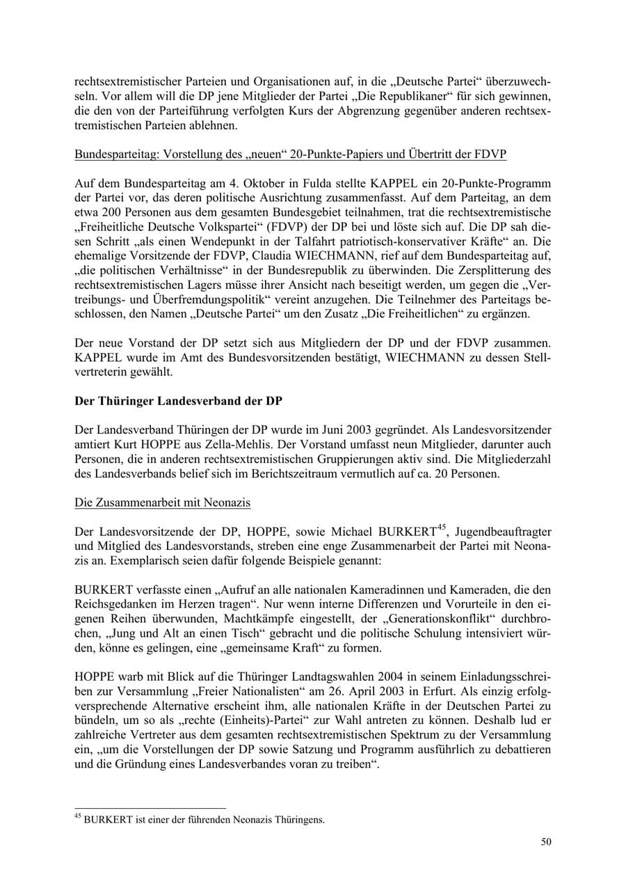 Seite 50 des Verfassungsschutzbericht 2003 Thüringen