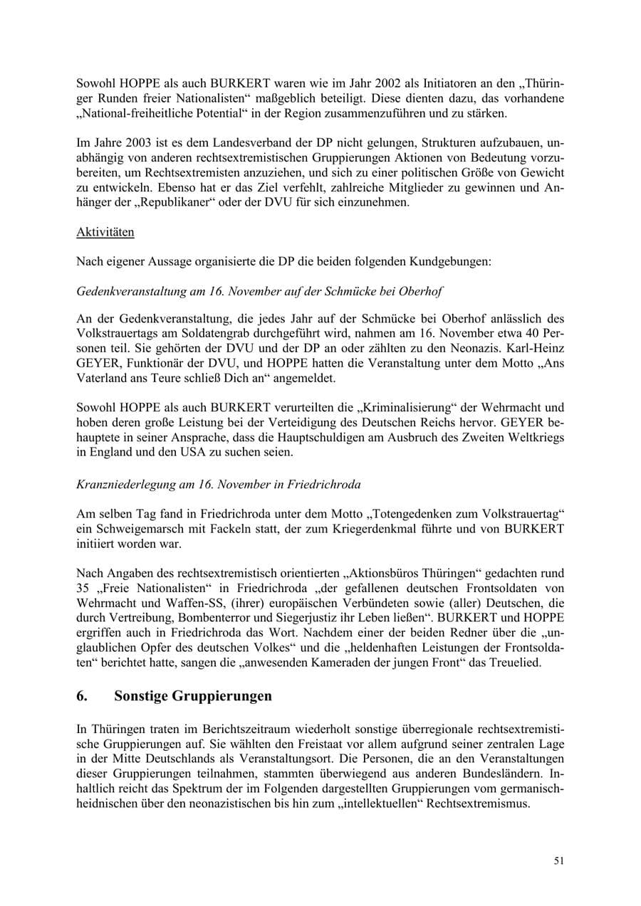 Seite 51 des Verfassungsschutzbericht 2003 Thüringen