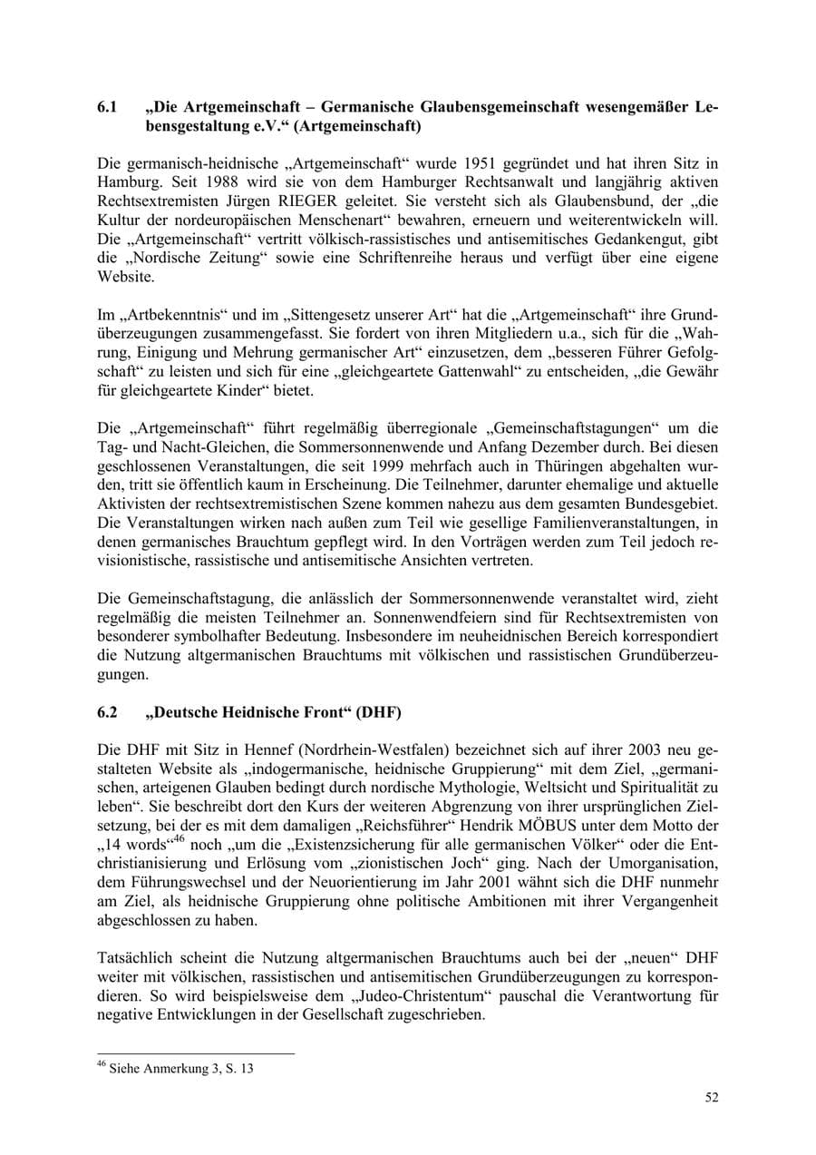 Seite 52 des Verfassungsschutzbericht 2003 Thüringen