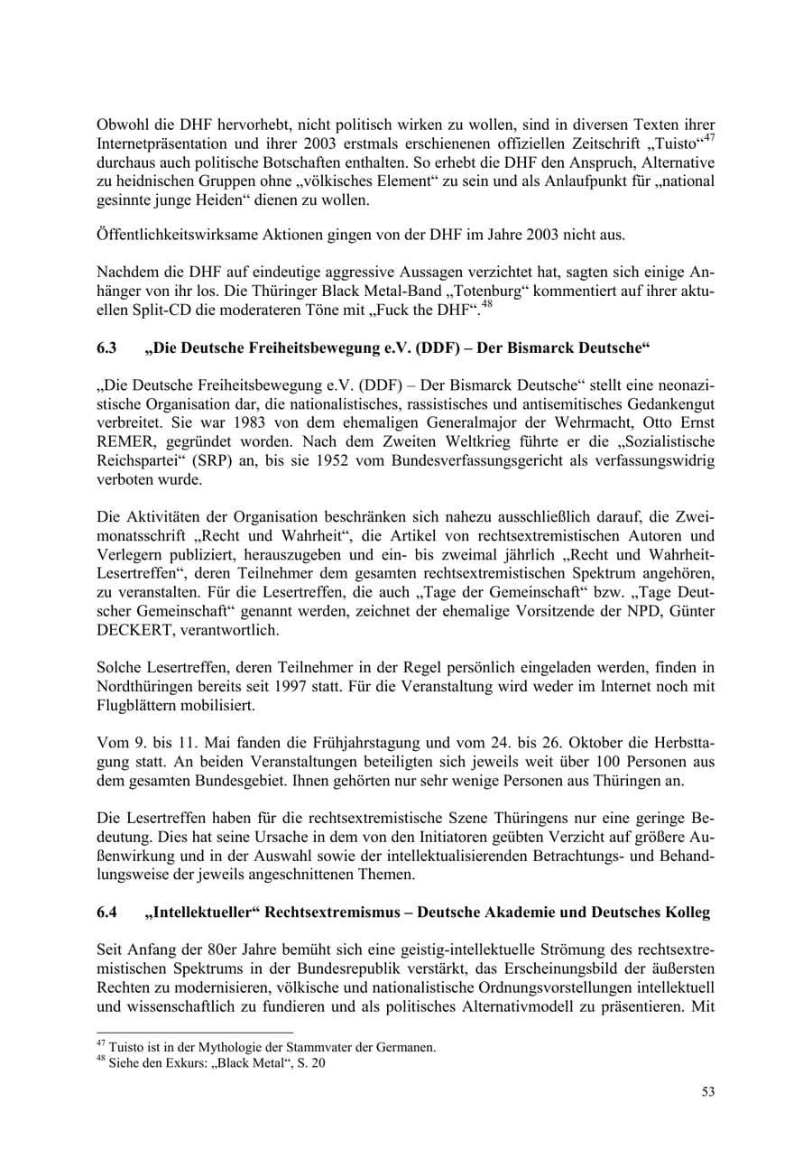 Seite 53 des Verfassungsschutzbericht 2003 Thüringen