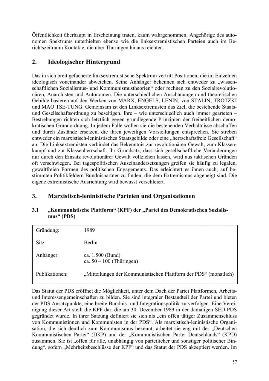 Seite 57 des Verfassungsschutzbericht 2003 Thüringen
