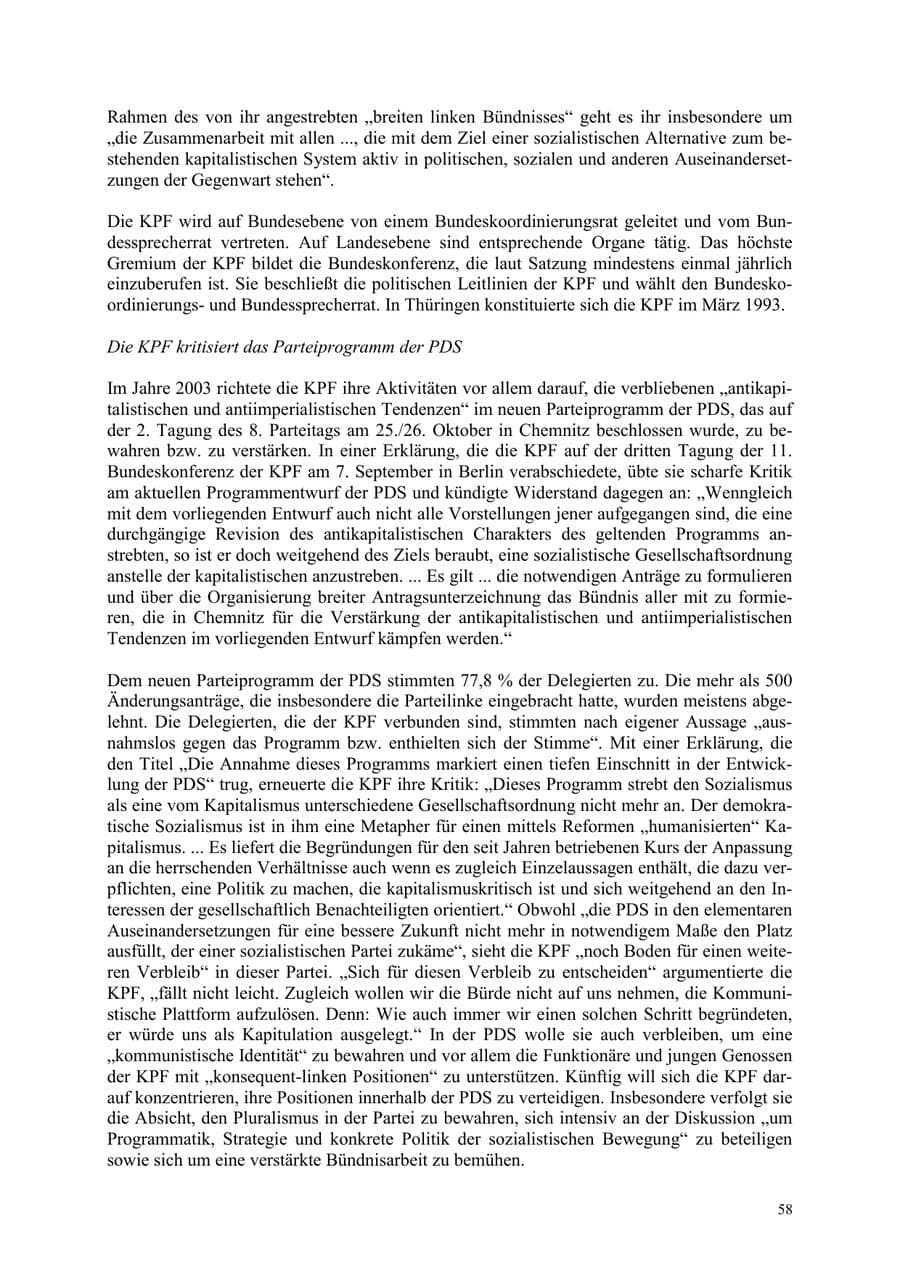 Seite 58 des Verfassungsschutzbericht 2003 Thüringen