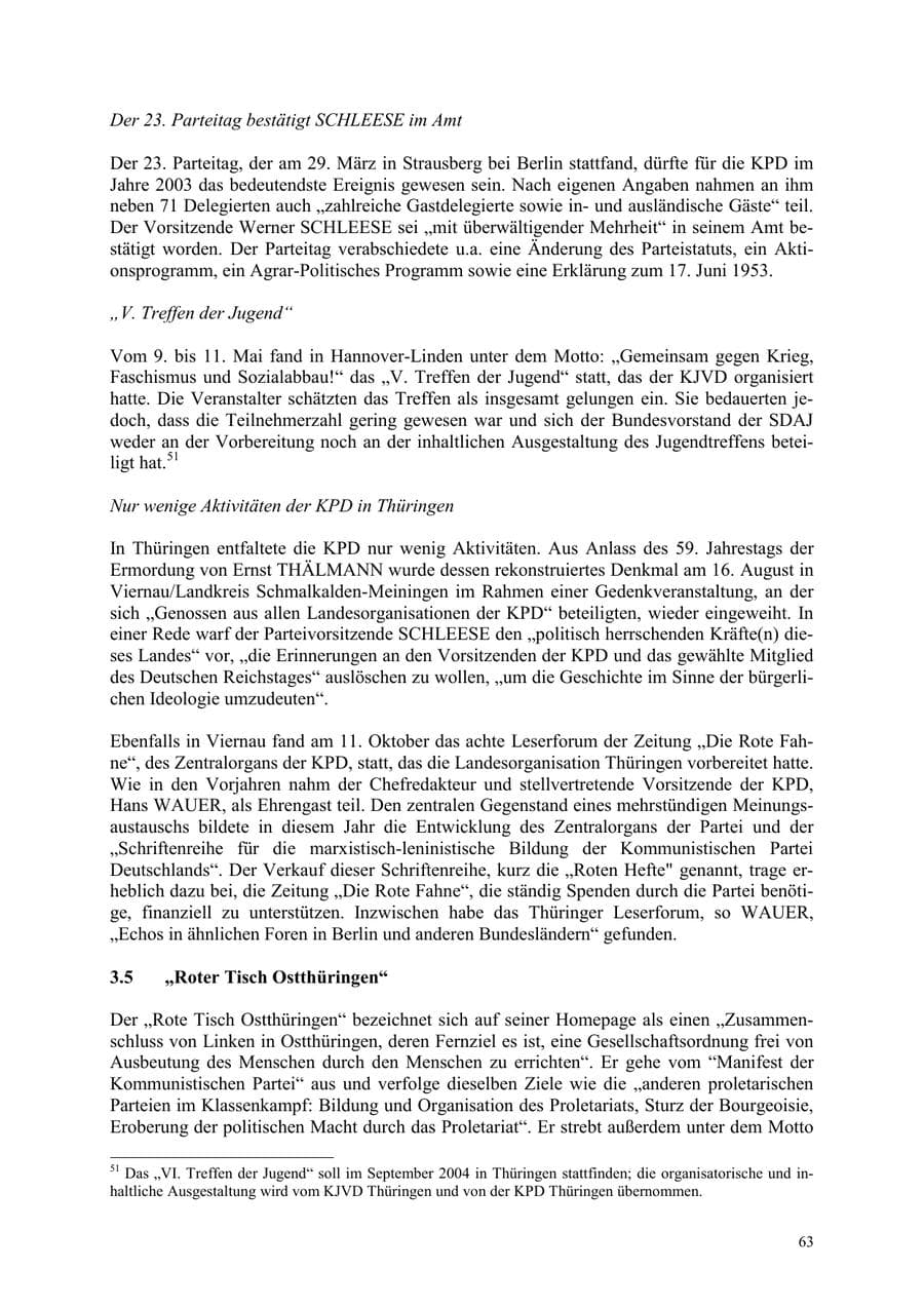 Seite 63 des Verfassungsschutzbericht 2003 Thüringen