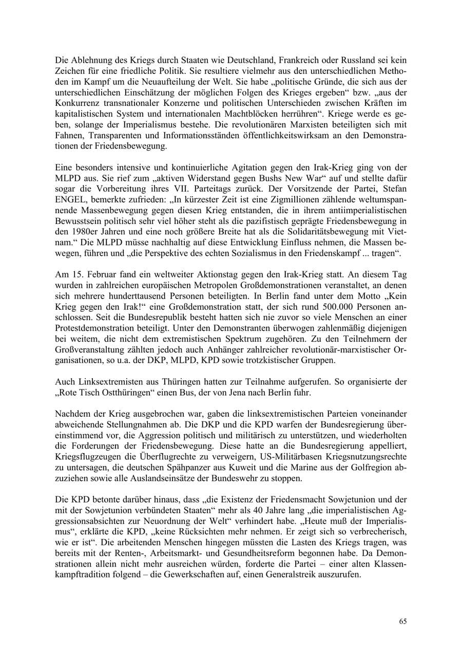 Seite 65 des Verfassungsschutzbericht 2003 Thüringen