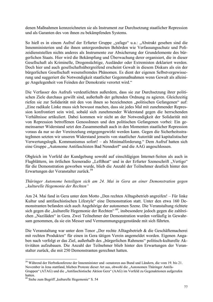 Seite 77 des Verfassungsschutzbericht 2003 Thüringen