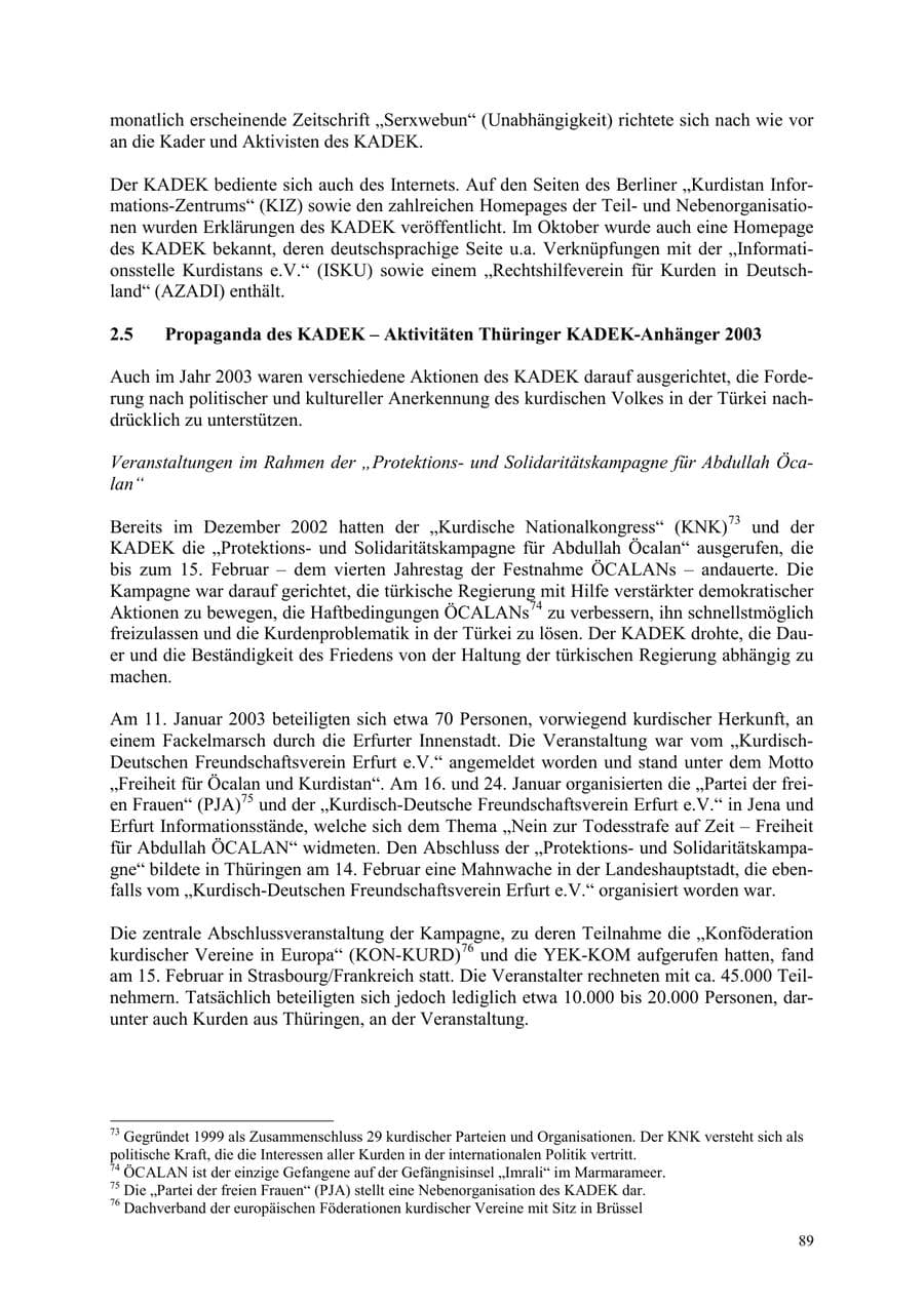 Seite 89 des Verfassungsschutzbericht 2003 Thüringen