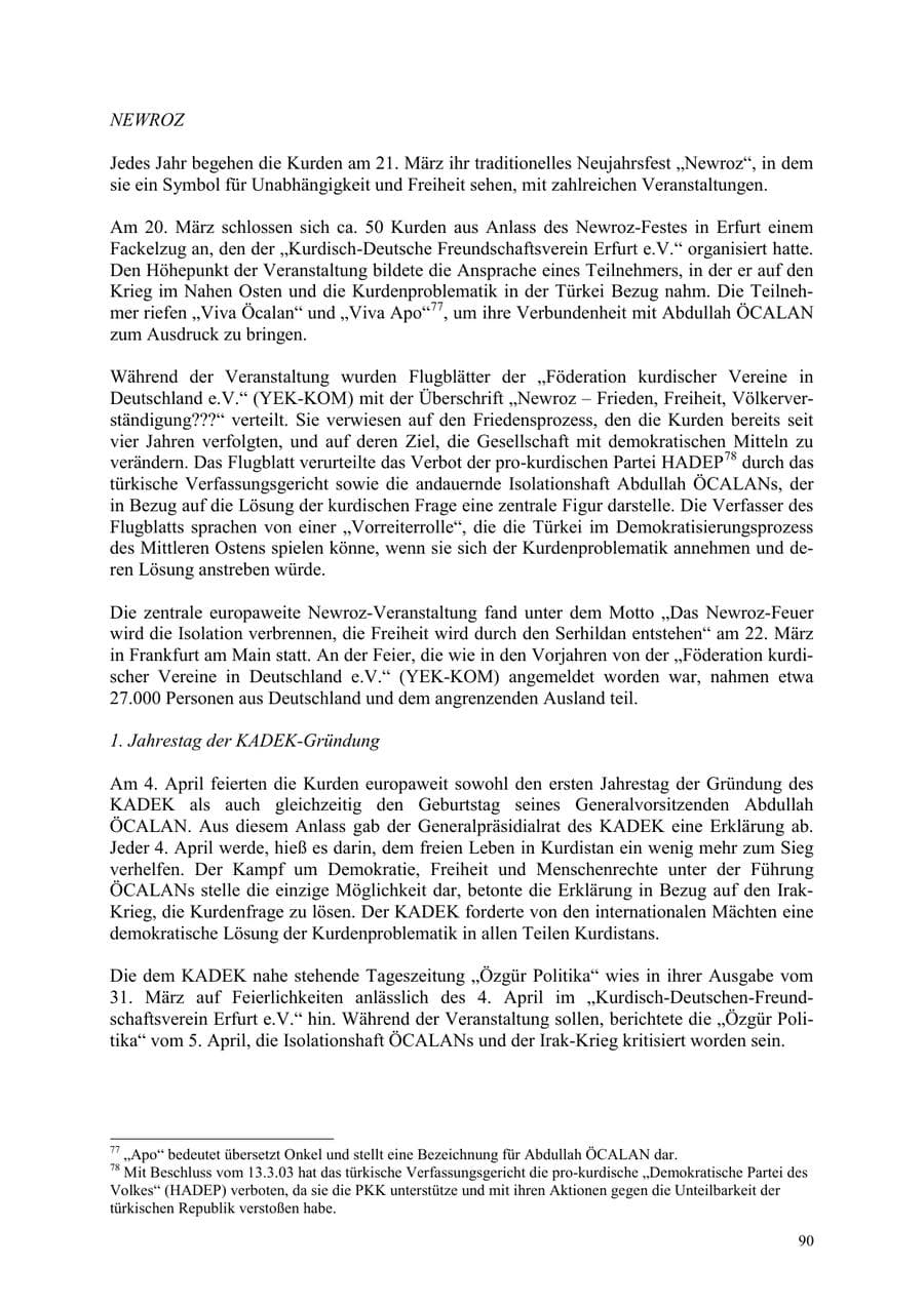 Seite 90 des Verfassungsschutzbericht 2003 Thüringen
