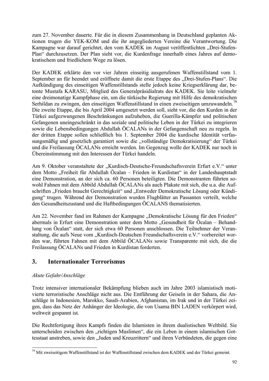 Seite 92 des Verfassungsschutzbericht 2003 Thüringen
