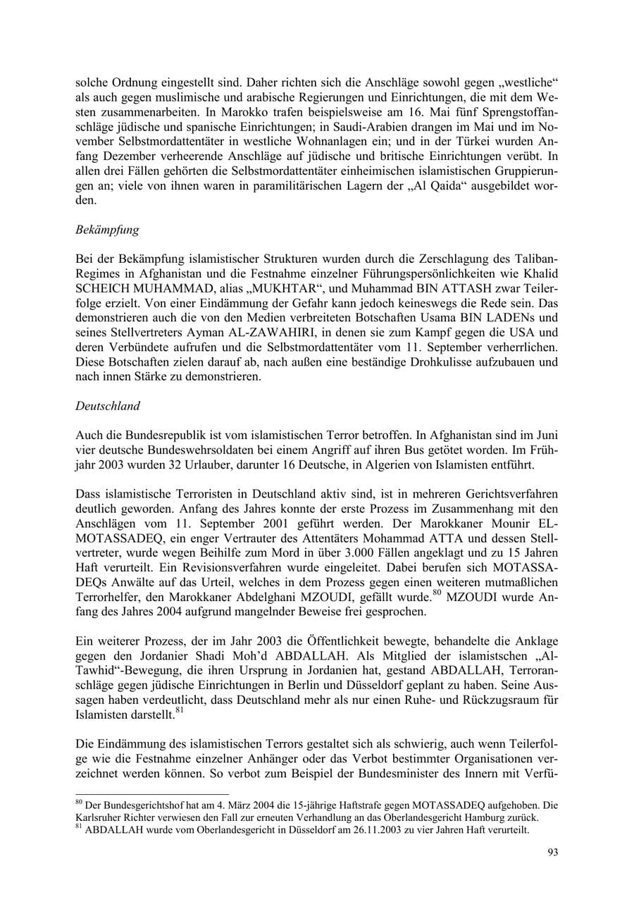 Seite 93 des Verfassungsschutzbericht 2003 Thüringen
