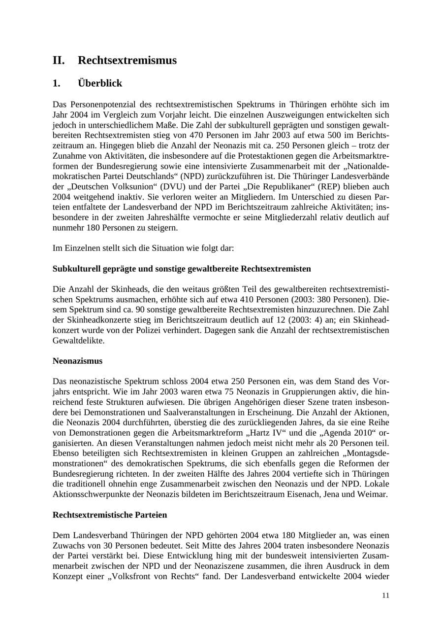 Seite 11 des Verfassungsschutzbericht 2004 Thüringen