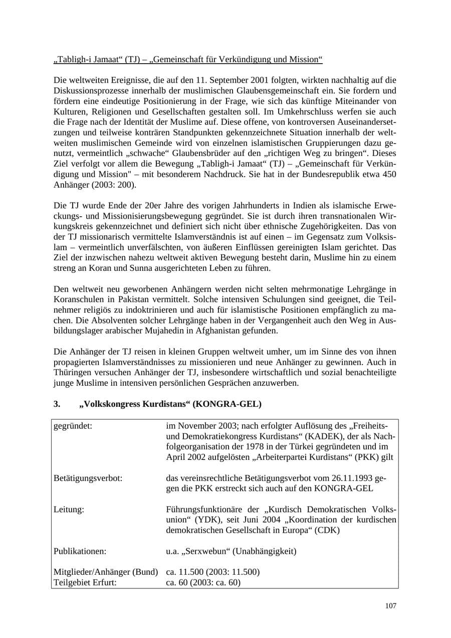 Seite 107 des Verfassungsschutzbericht 2004 Thüringen
