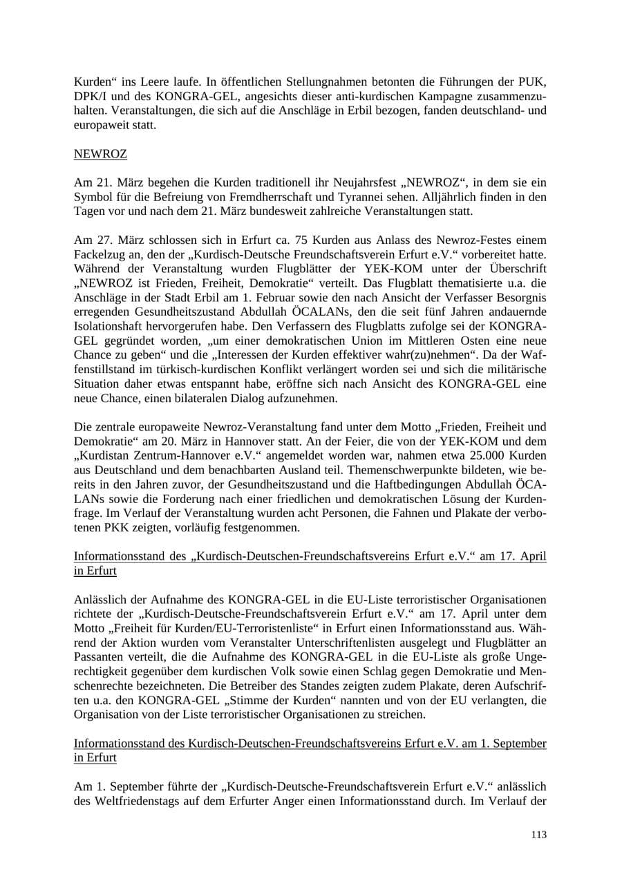 Seite 113 des Verfassungsschutzbericht 2004 Thüringen