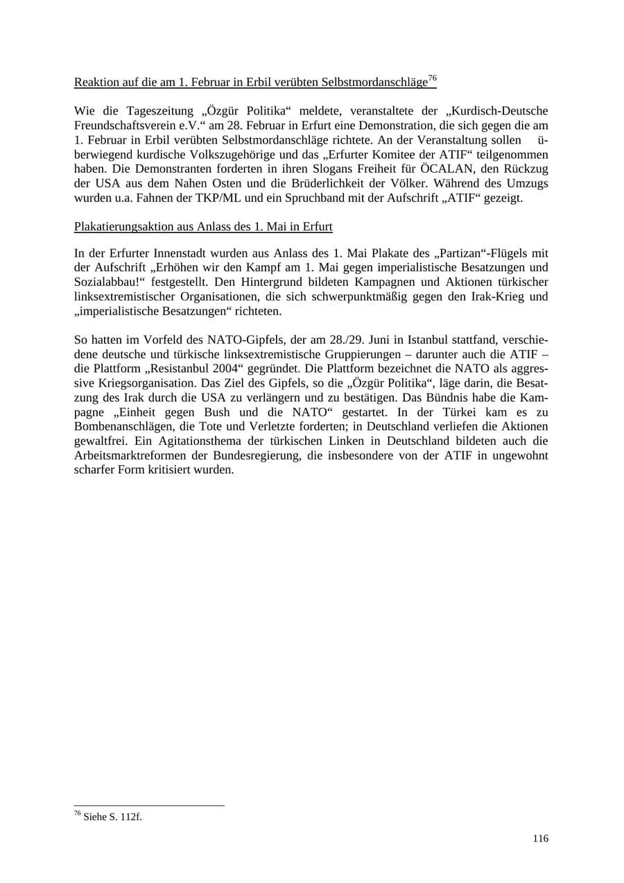Seite 116 des Verfassungsschutzbericht 2004 Thüringen