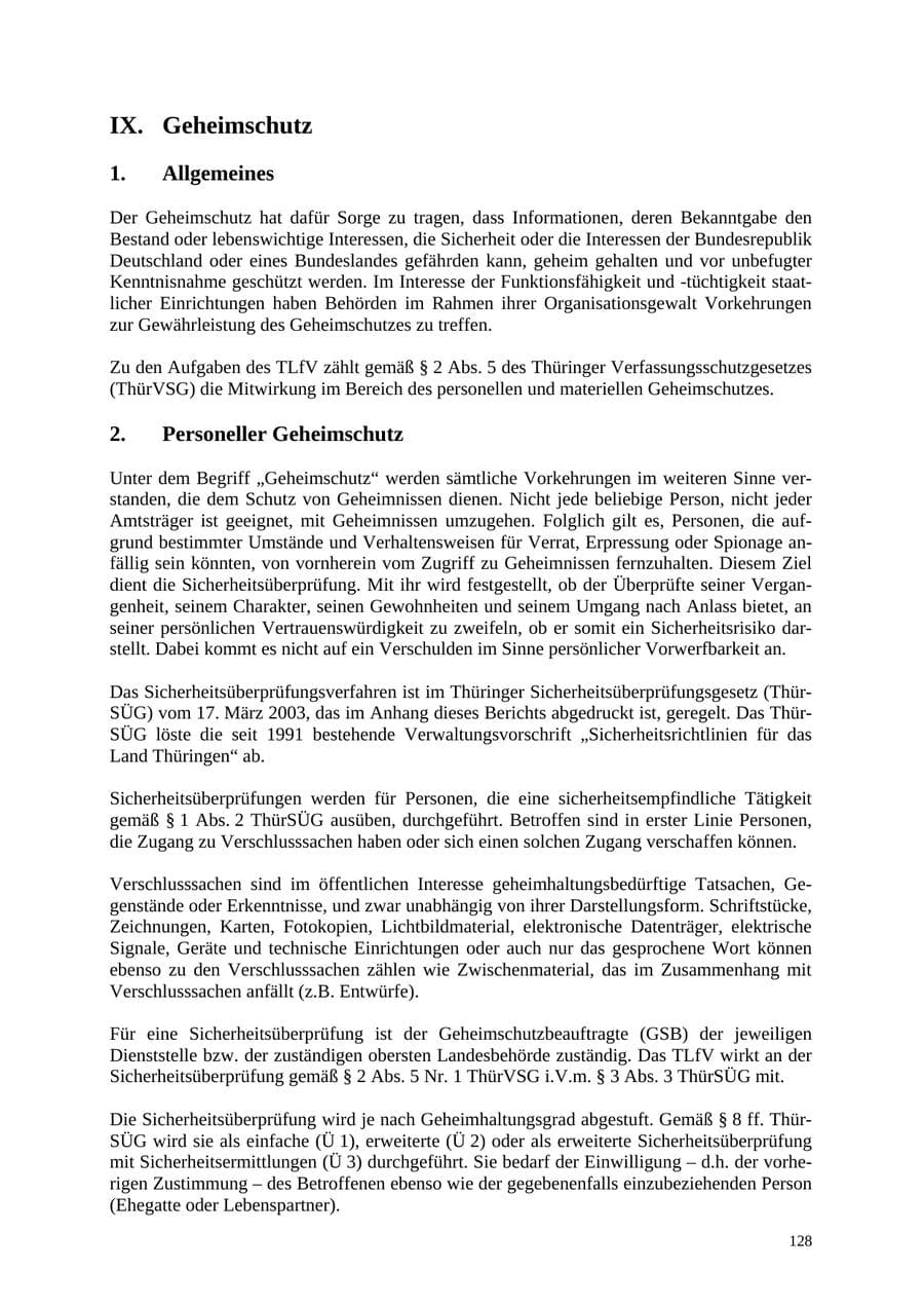 Seite 128 des Verfassungsschutzbericht 2004 Thüringen