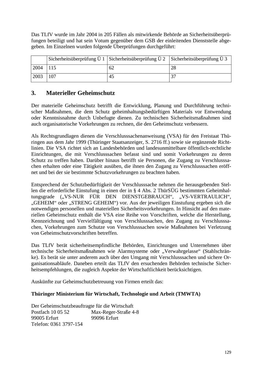 Seite 129 des Verfassungsschutzbericht 2004 Thüringen