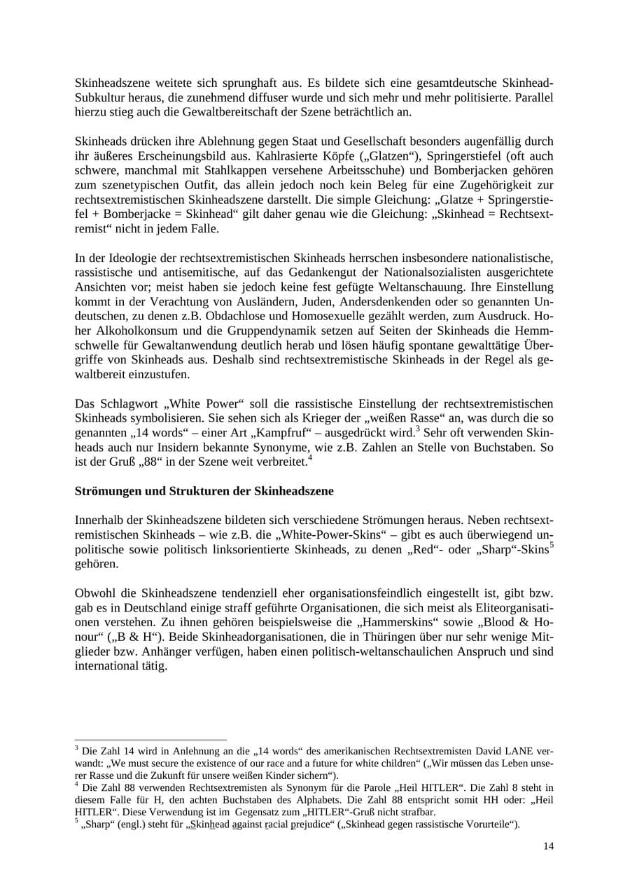 Seite 14 des Verfassungsschutzbericht 2004 Thüringen
