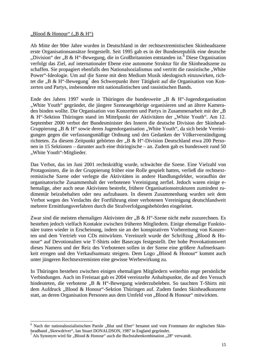 Seite 15 des Verfassungsschutzbericht 2004 Thüringen