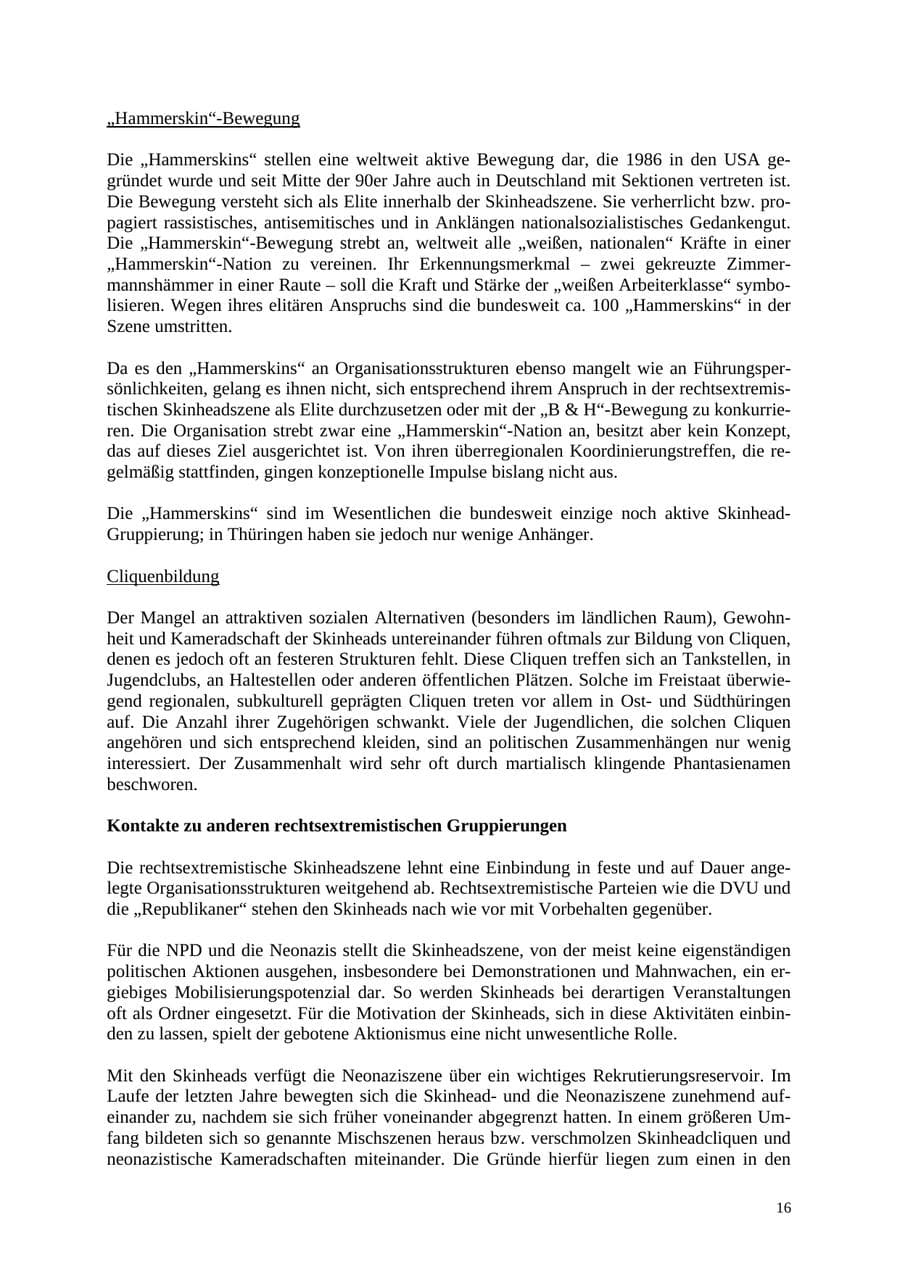 Seite 16 des Verfassungsschutzbericht 2004 Thüringen