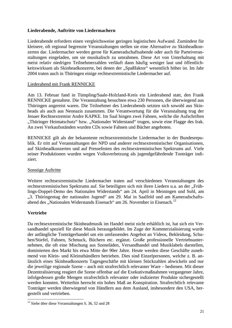Seite 21 des Verfassungsschutzbericht 2004 Thüringen