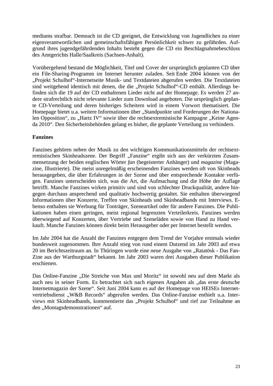 Seite 23 des Verfassungsschutzbericht 2004 Thüringen