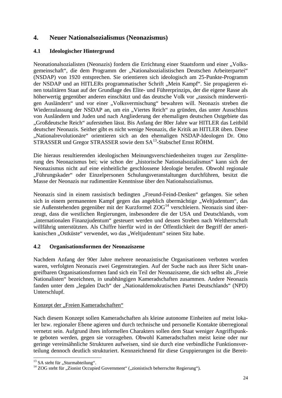 Seite 24 des Verfassungsschutzbericht 2004 Thüringen