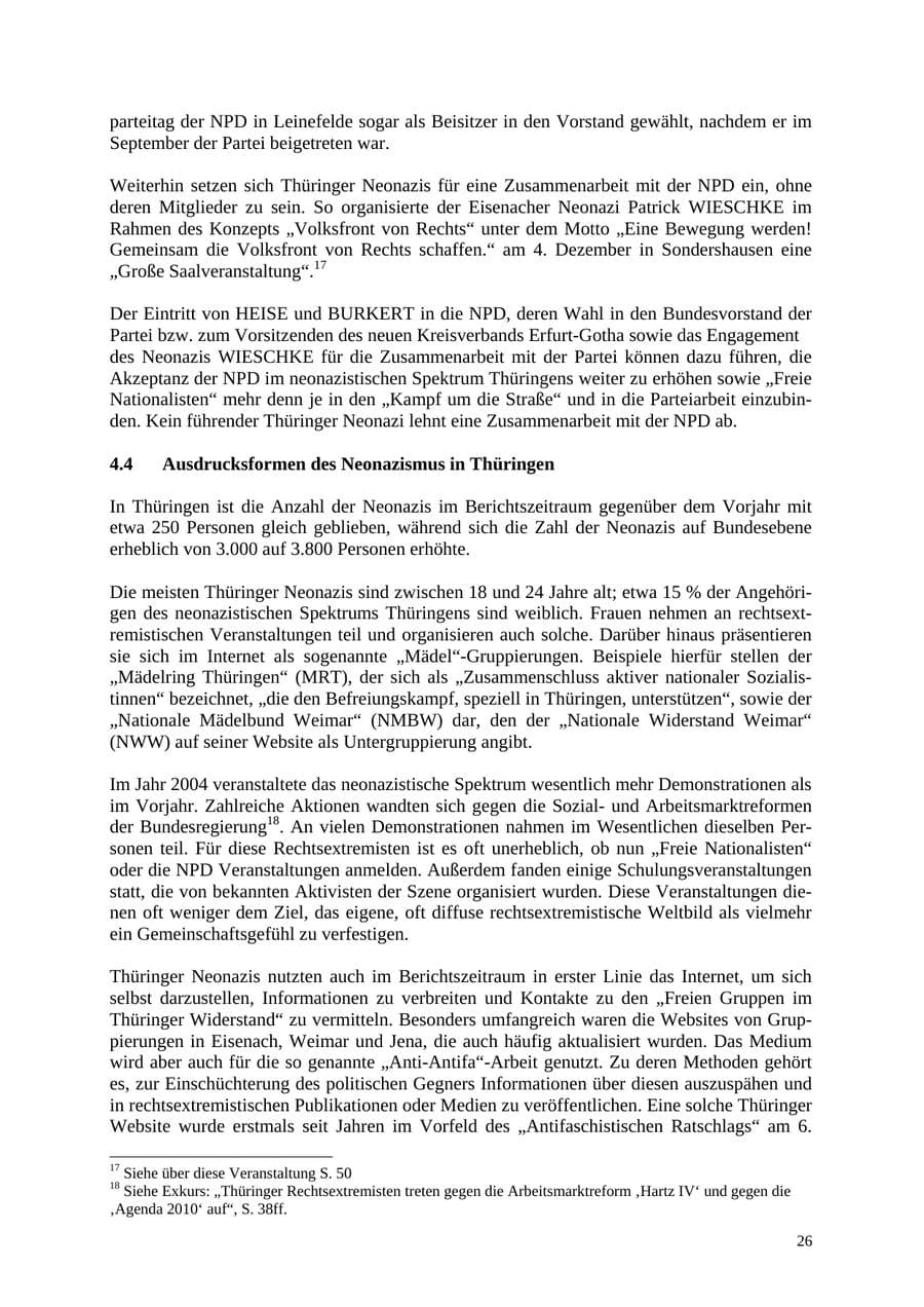 Seite 26 des Verfassungsschutzbericht 2004 Thüringen