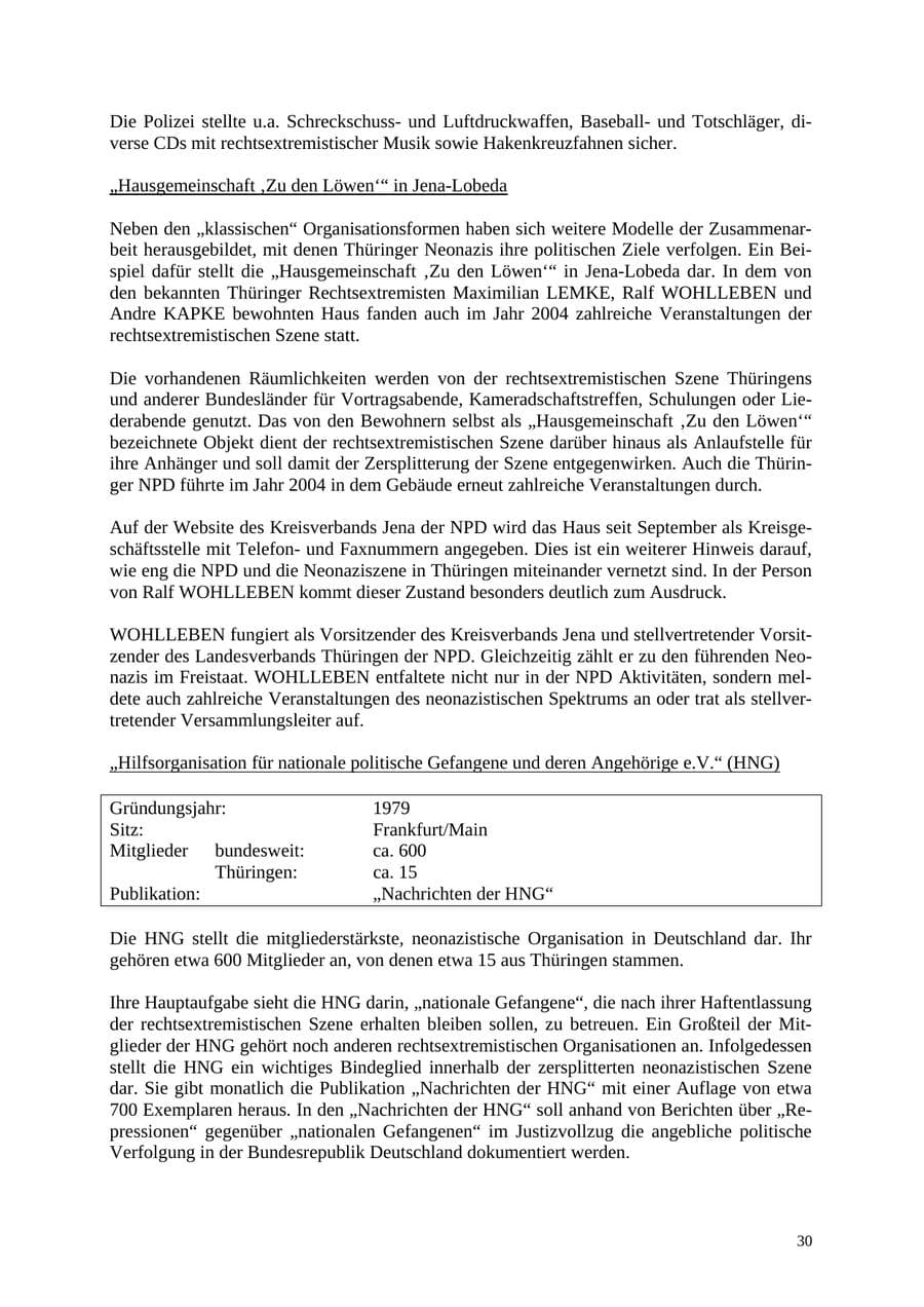 Seite 30 des Verfassungsschutzbericht 2004 Thüringen