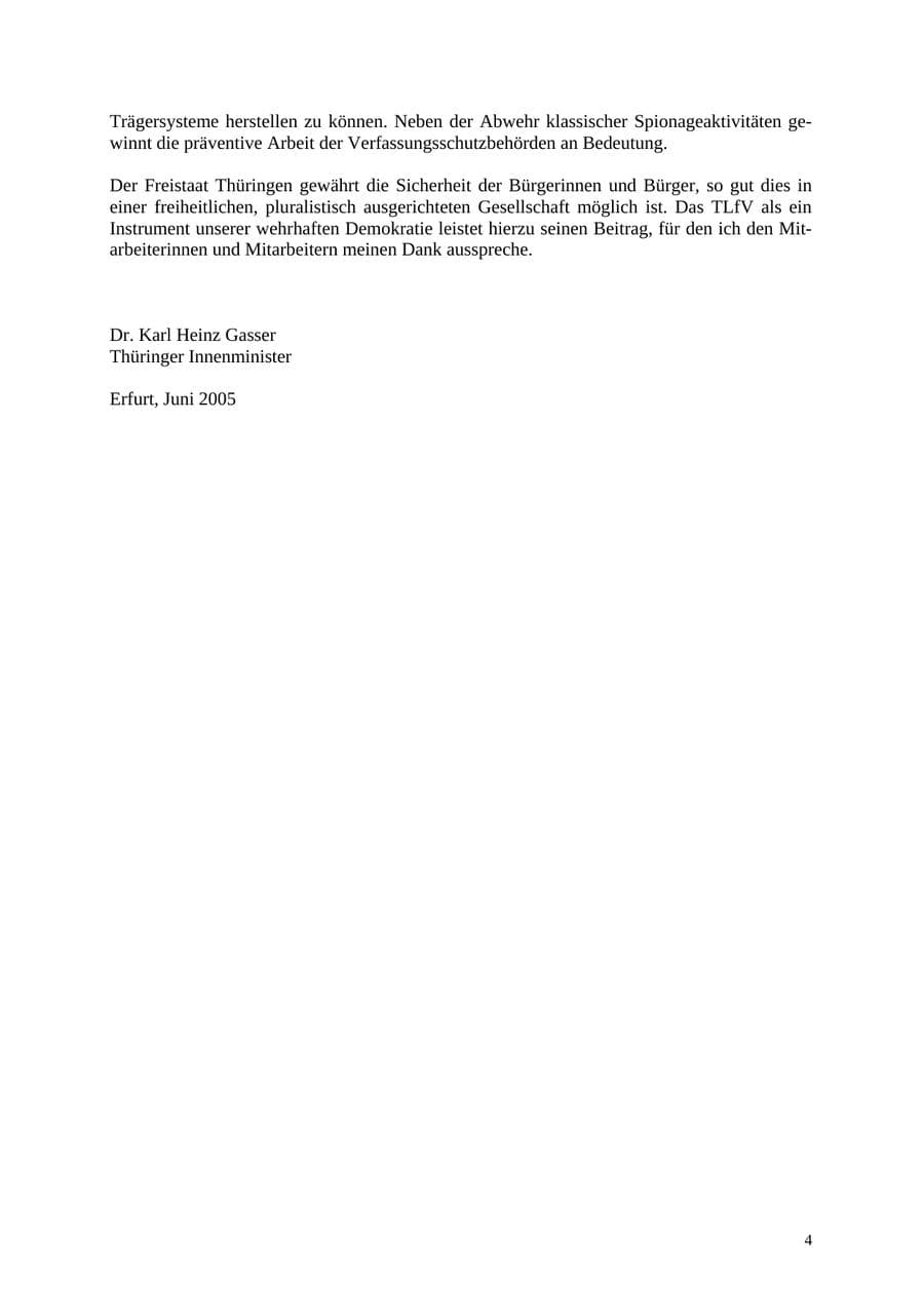 Seite 4 des Verfassungsschutzbericht 2004 Thüringen