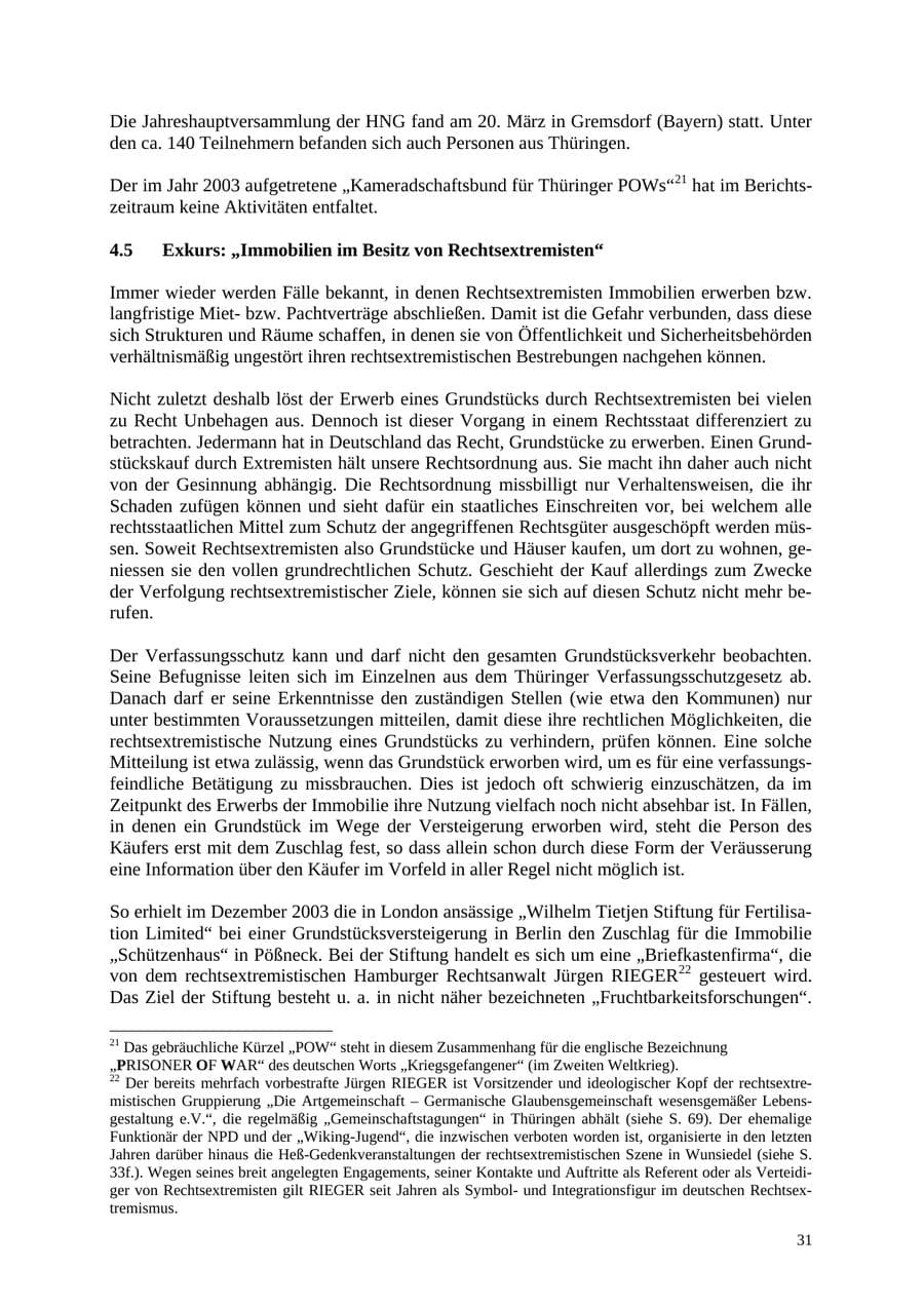 Seite 31 des Verfassungsschutzbericht 2004 Thüringen