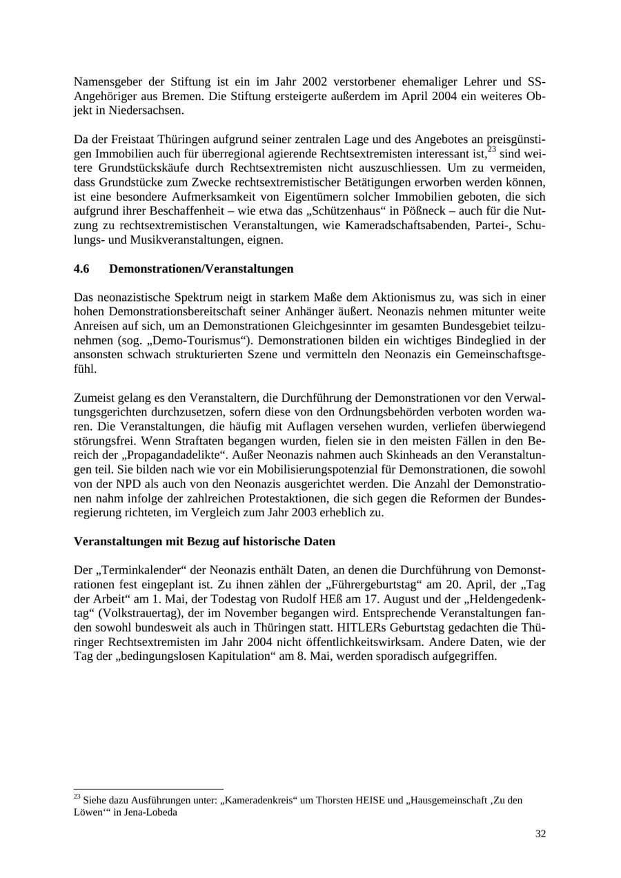 Seite 32 des Verfassungsschutzbericht 2004 Thüringen