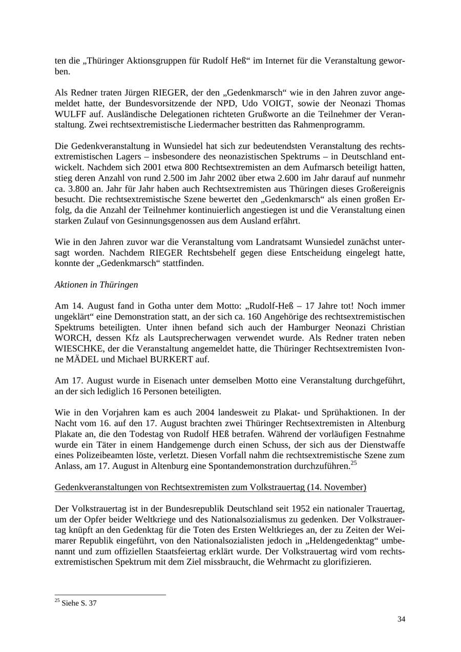 Seite 34 des Verfassungsschutzbericht 2004 Thüringen