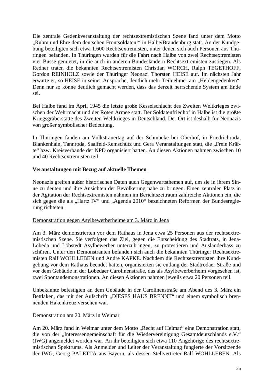 Seite 35 des Verfassungsschutzbericht 2004 Thüringen
