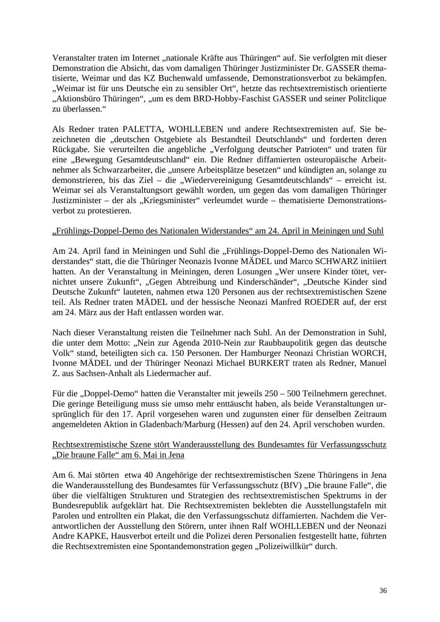 Seite 36 des Verfassungsschutzbericht 2004 Thüringen