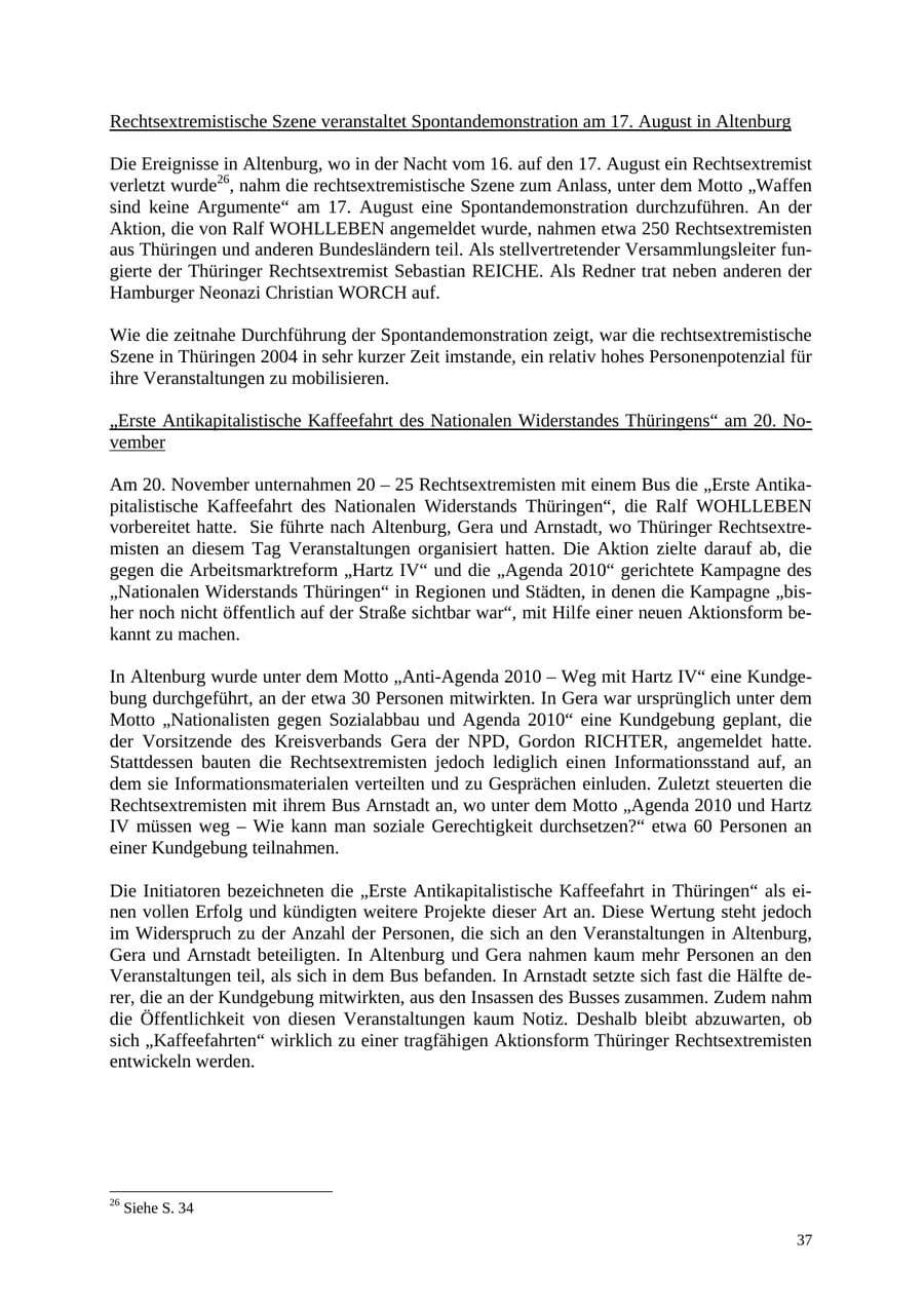 Seite 37 des Verfassungsschutzbericht 2004 Thüringen