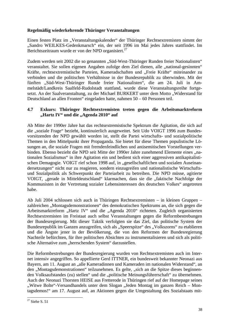 Seite 38 des Verfassungsschutzbericht 2004 Thüringen