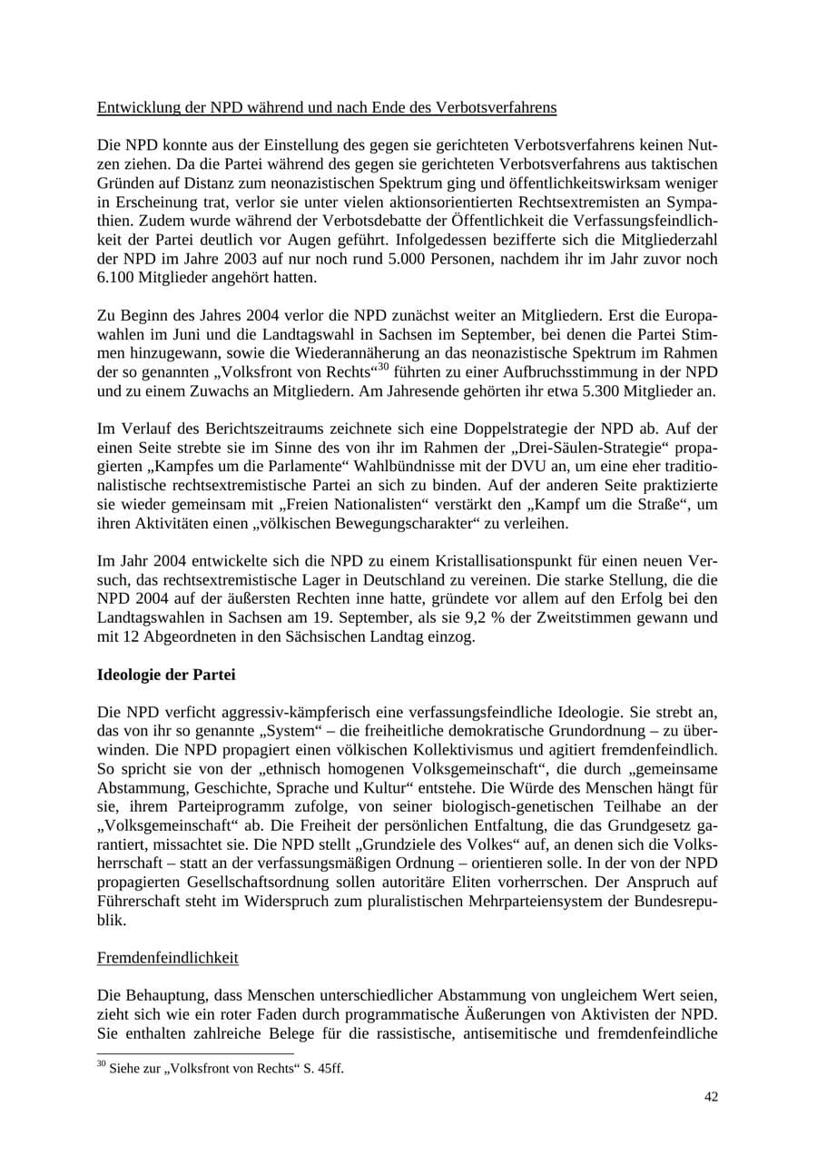 Seite 42 des Verfassungsschutzbericht 2004 Thüringen
