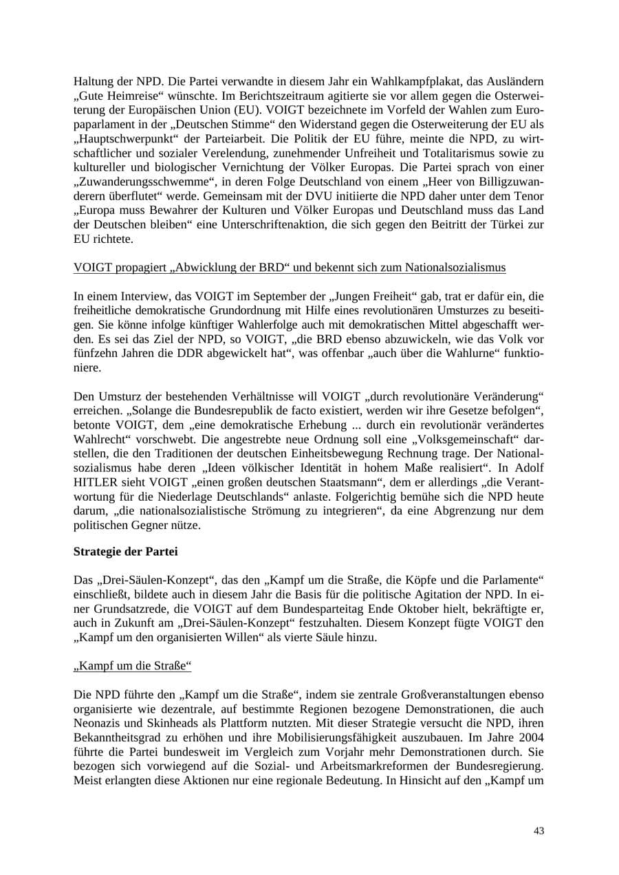Seite 43 des Verfassungsschutzbericht 2004 Thüringen