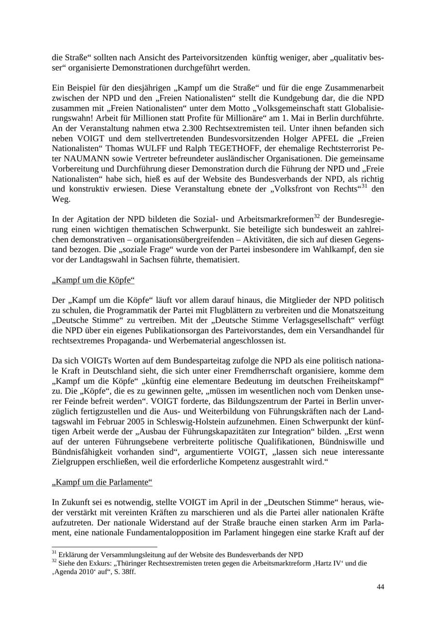 Seite 44 des Verfassungsschutzbericht 2004 Thüringen