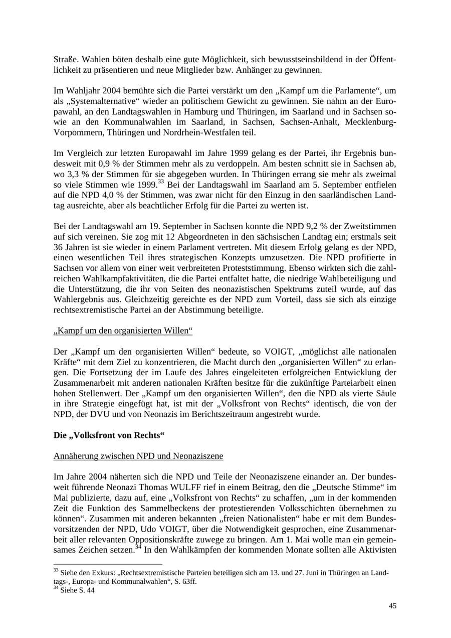 Seite 45 des Verfassungsschutzbericht 2004 Thüringen