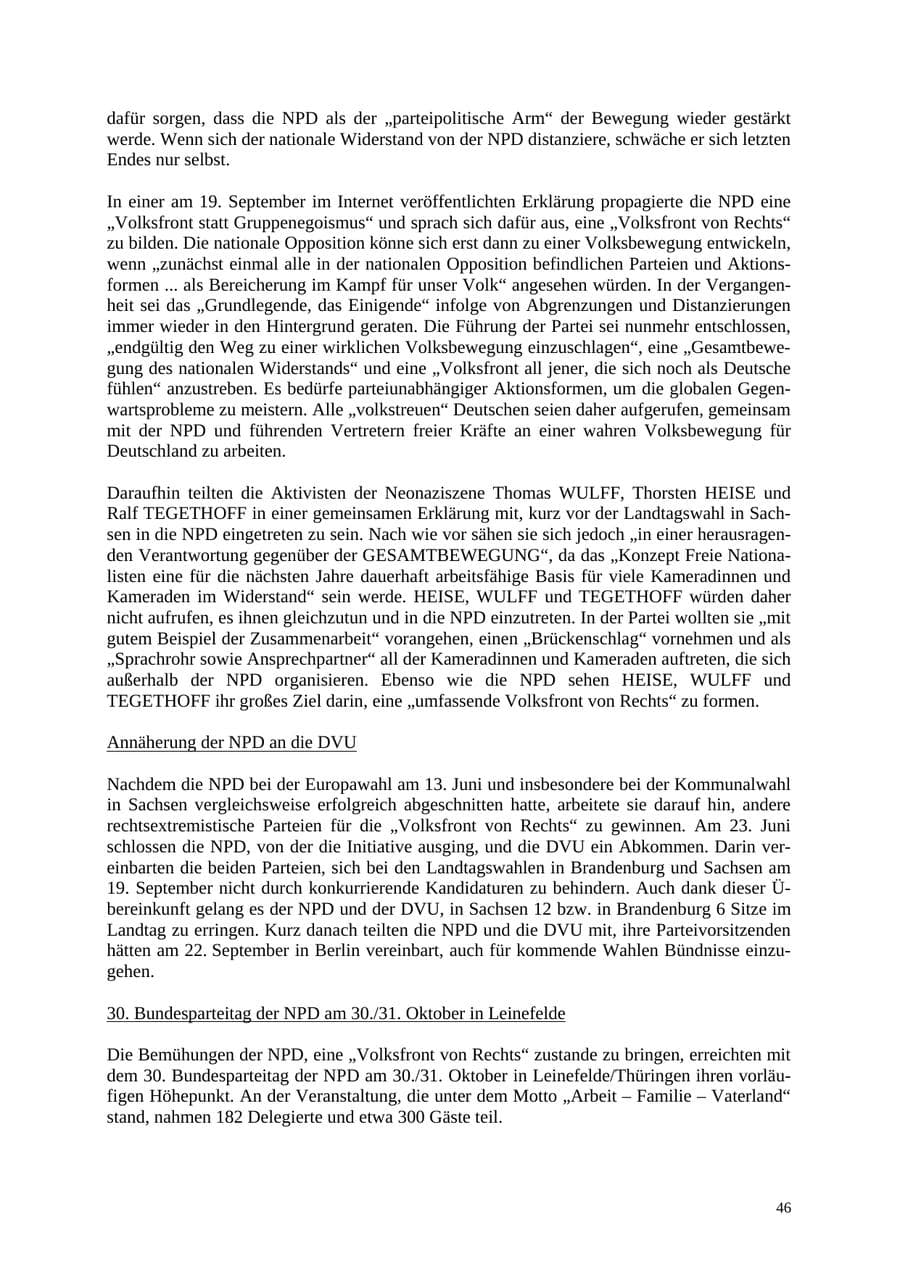 Seite 46 des Verfassungsschutzbericht 2004 Thüringen