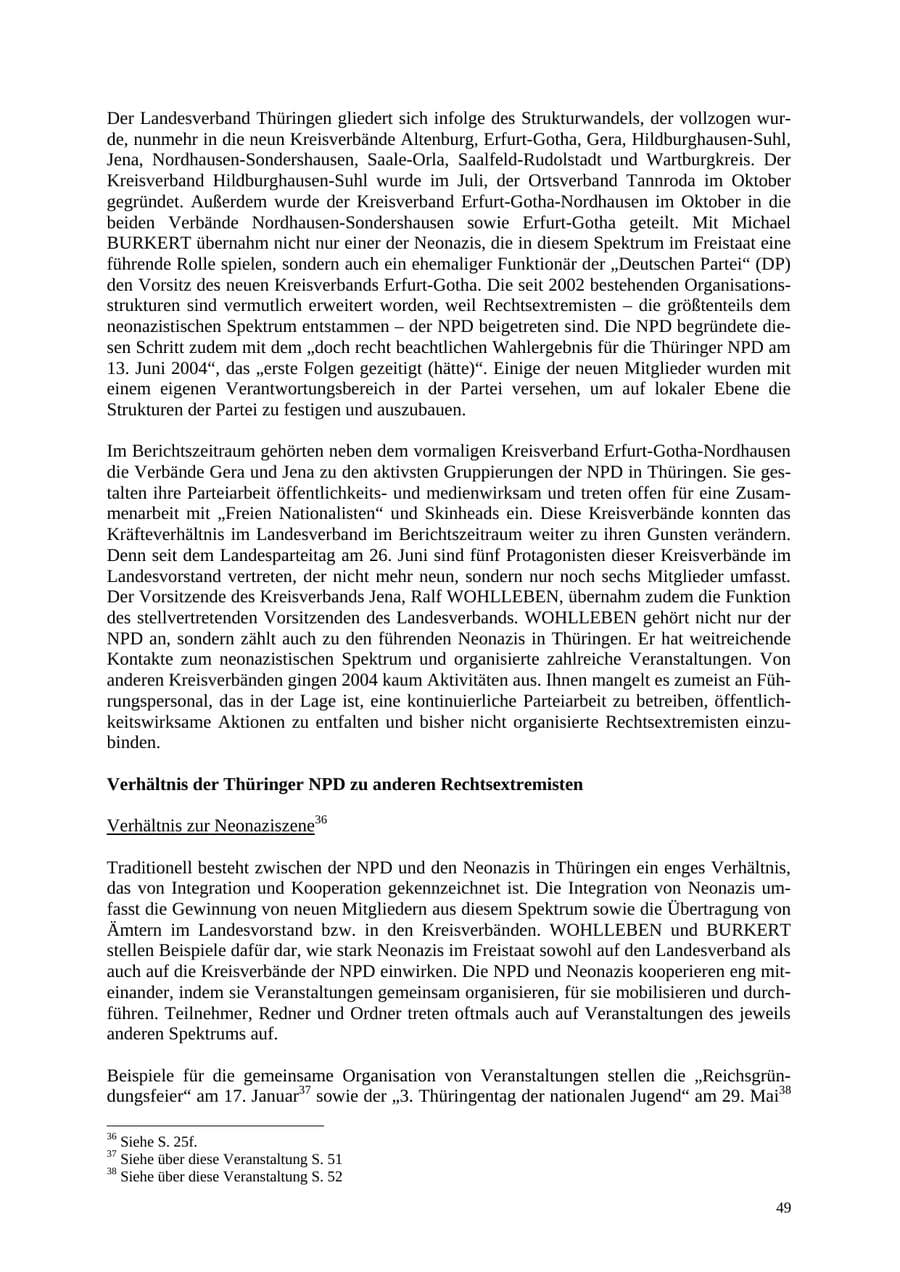 Seite 49 des Verfassungsschutzbericht 2004 Thüringen