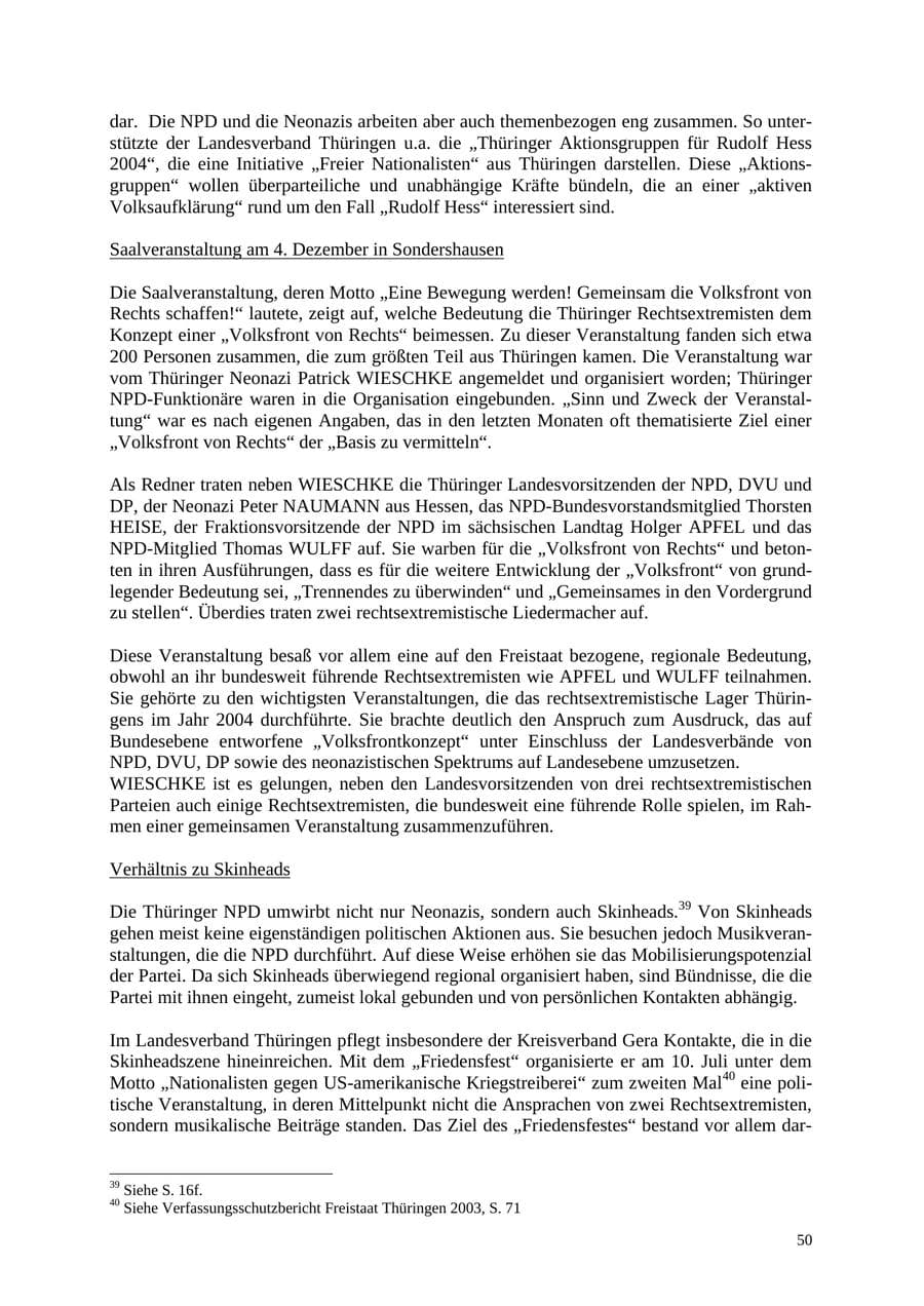 Seite 50 des Verfassungsschutzbericht 2004 Thüringen