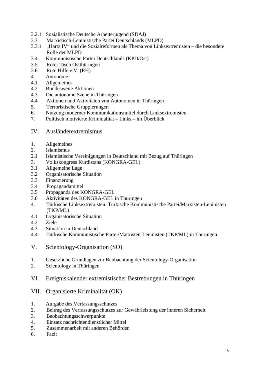 Seite 6 des Verfassungsschutzbericht 2004 Thüringen