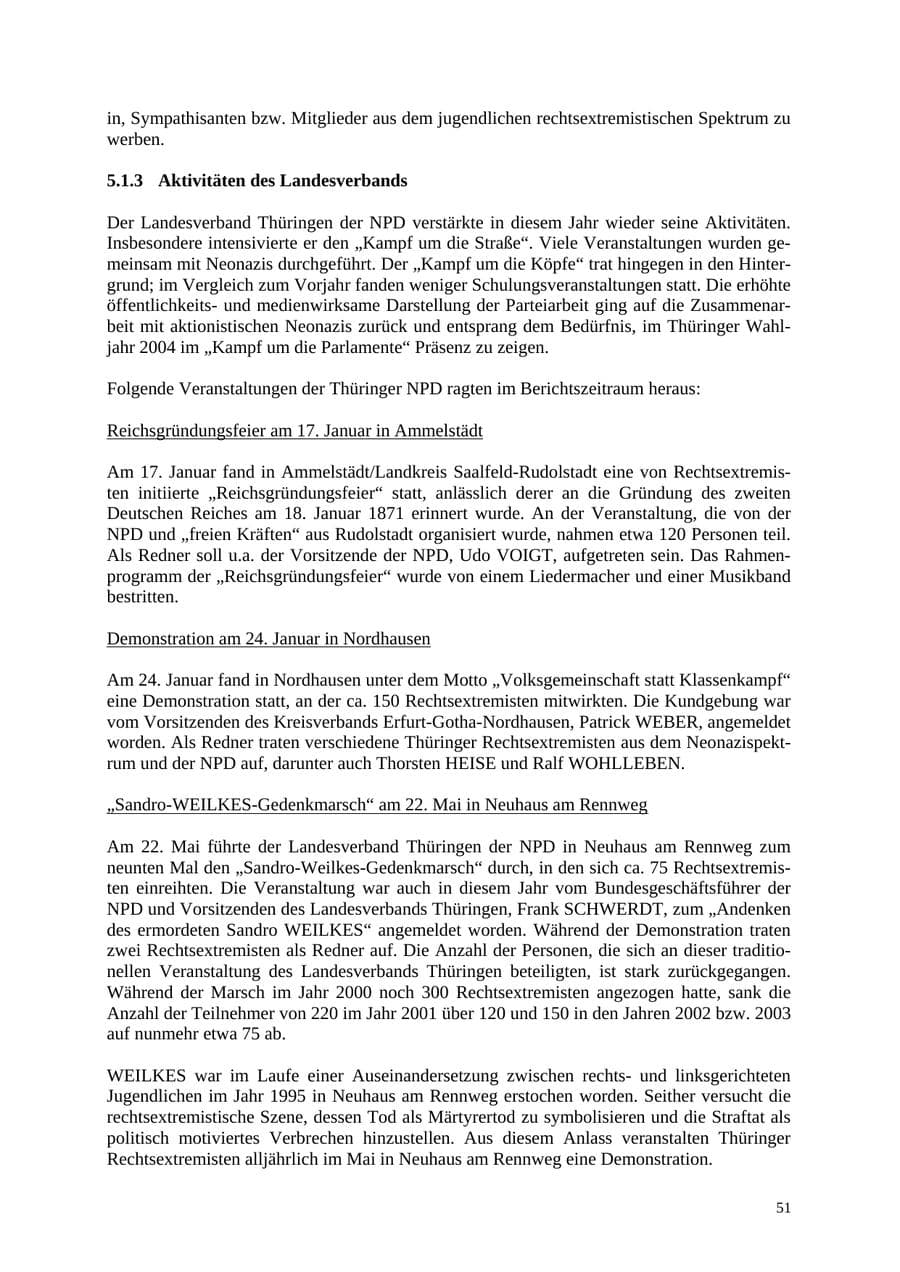 Seite 51 des Verfassungsschutzbericht 2004 Thüringen