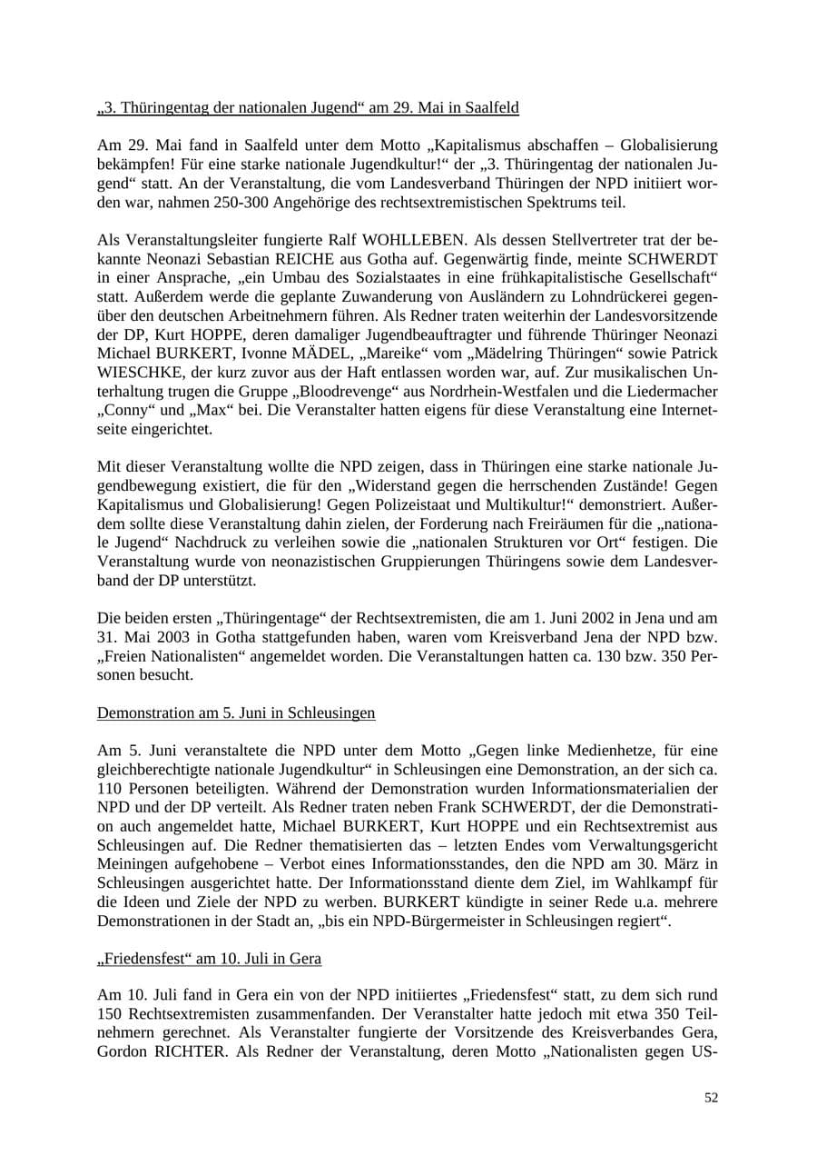 Seite 52 des Verfassungsschutzbericht 2004 Thüringen