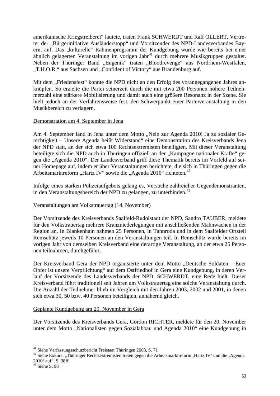 Seite 53 des Verfassungsschutzbericht 2004 Thüringen